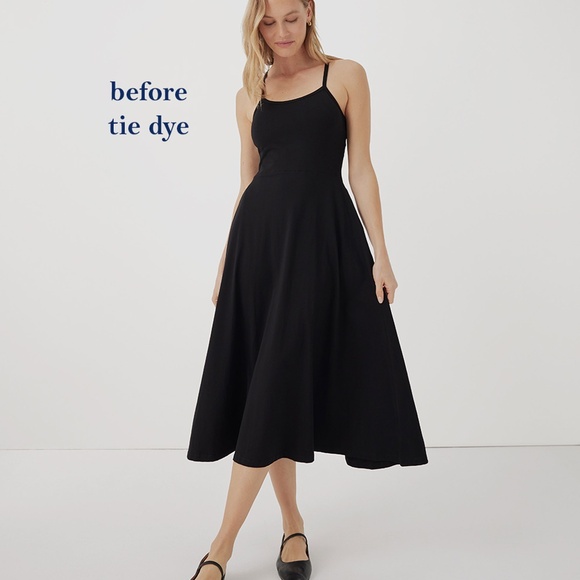 Handmade tie dye Pact fit & flare tank midi dress with pockets by Hue Revival - Picture 11 of 12